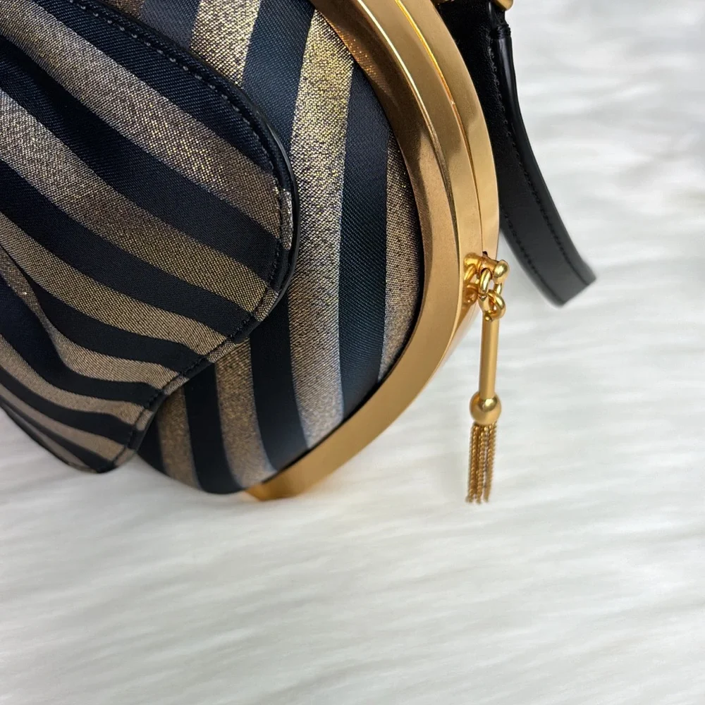 NWT💃Kate Spade Ellie Striped 3d Elephant Metallic Clutch Purse Bag - Picture 14 of 16